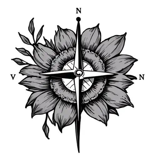 August And January Birth Flower With Compass Surrounded