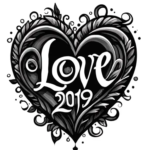 Year 2019 Inside A Heart Shape Inside The Word Love