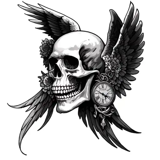 Skull Arc Angel Clocks Full Sleeve With Kids Names