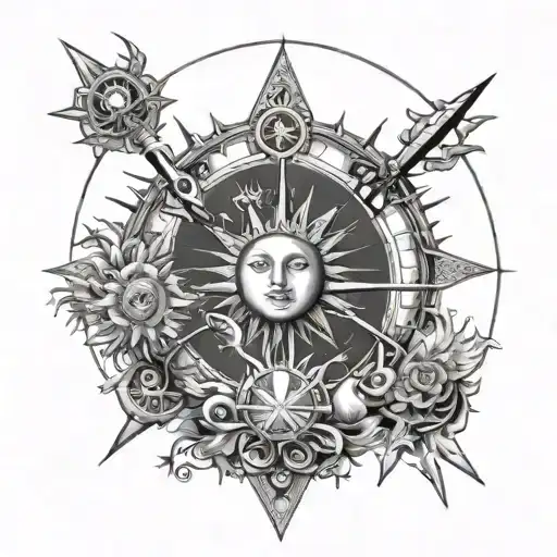 The Sun Tarot Card And Six Of Swords Taror Card