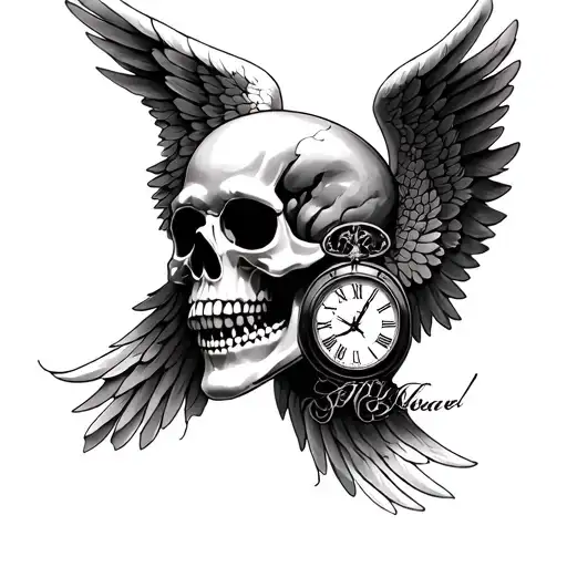 Skull Arc Angel Clocks Full Sleeve With Kids Names