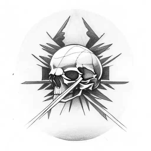 Crow With Skull And Moon