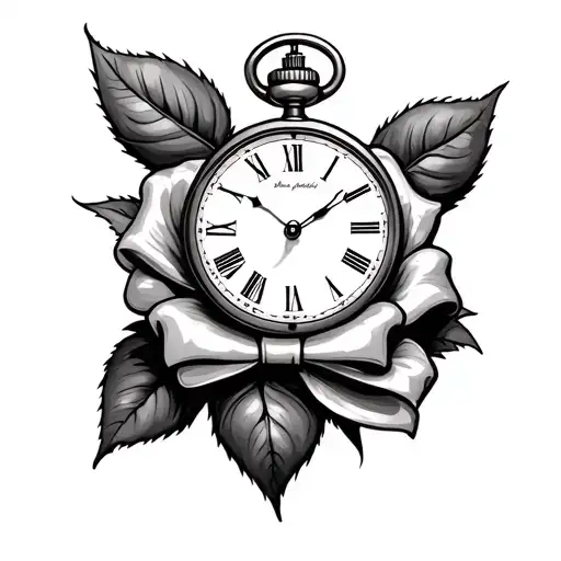 Rose With Pocket Watch And Christmas Bow