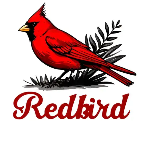 A Red Bird And A Cw Connected To The Redbird In Cursive At The Bottom Part Text