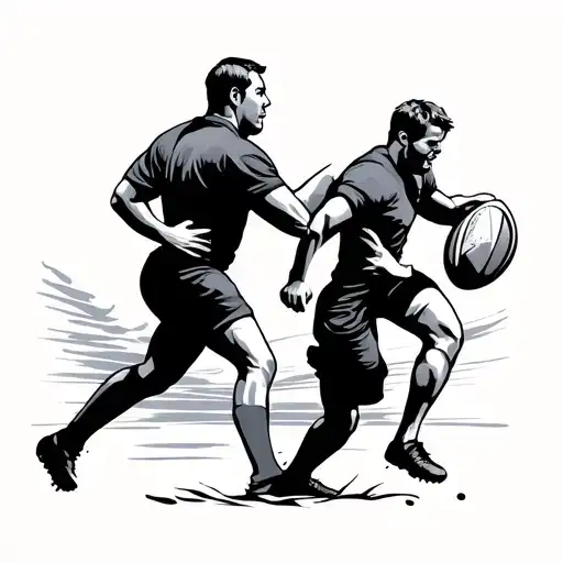 Rugby Father And Son Coach Silhouette