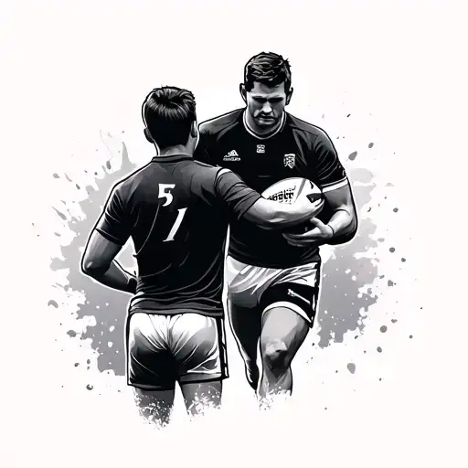 Rugby Father And Son Coach Silhouette Intertwined