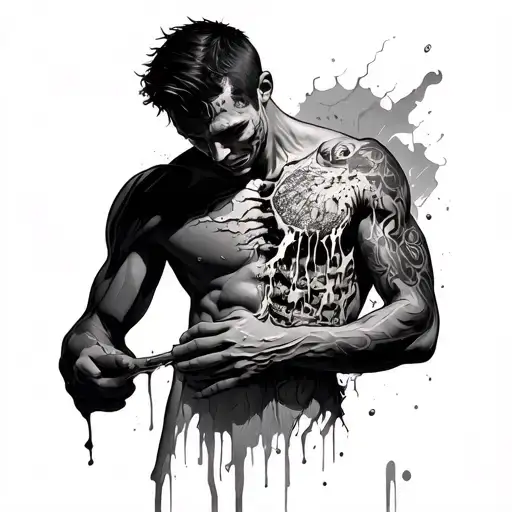 Guy Ripping His Skin Off His Own Body