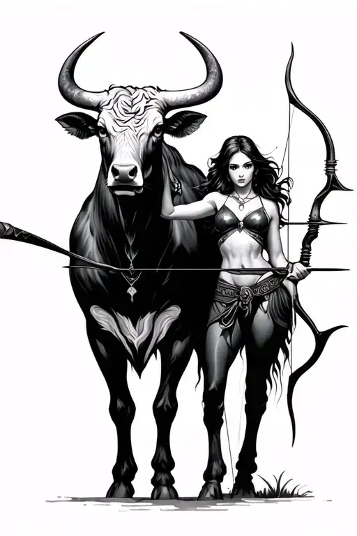 Bull And Female Archer