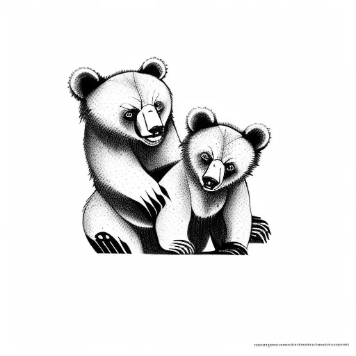 Bear Mama And Baby Cub Cuddling