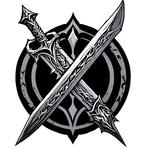 Warcraft Horde Symbol And Alliance Symbol With Lich Kings Sword