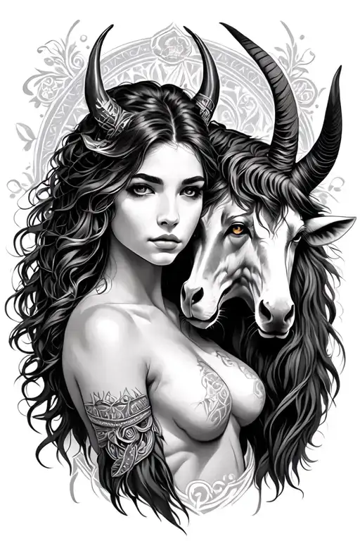 Female Centaur And Minotaur