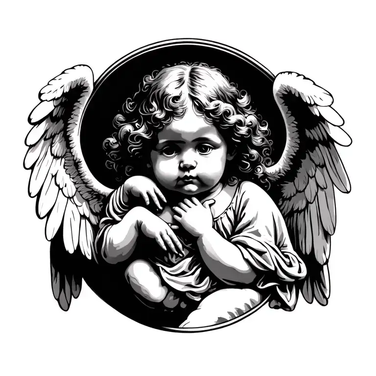 Classical Art Tattoo Design Featuring Soft Baby Angels