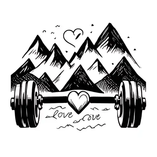 Minimal Tattoo Black And White Small Mountains Dumbbell Friends Love