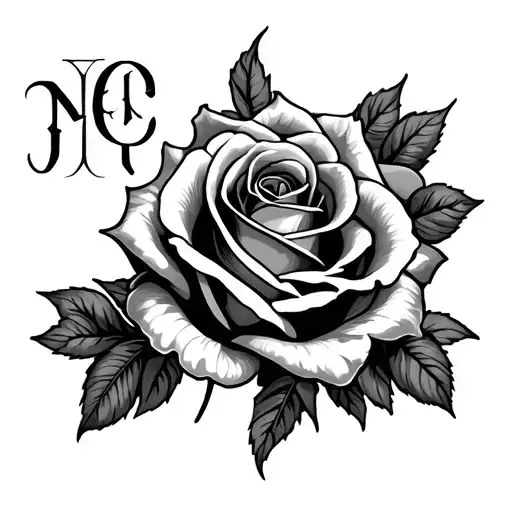 Rose And Initials Behind Ears