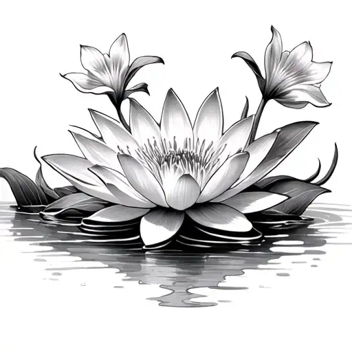 Water Lily With Narcissus And Morning Glory Flower