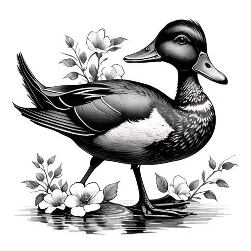 Dainty Floral Pinup Style Duck