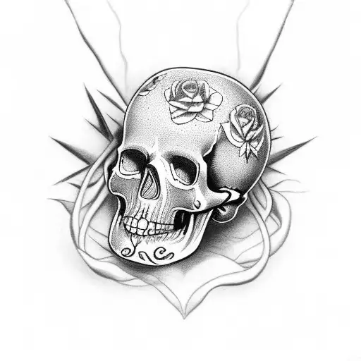 Day Of The Dead Female Half Skull Half Skin And Beautiful