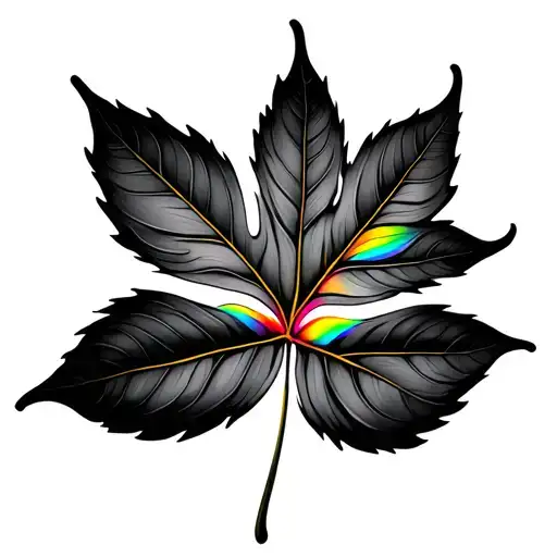 Black And Grey Leaf With Rainbow Veins
