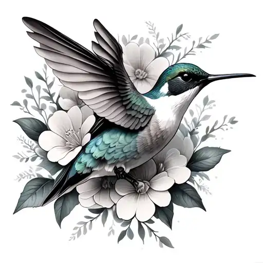 Hummingbird And Flowers Blooming
