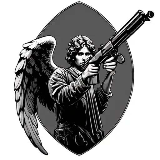 Angel Shooting Thompson Machine Gun