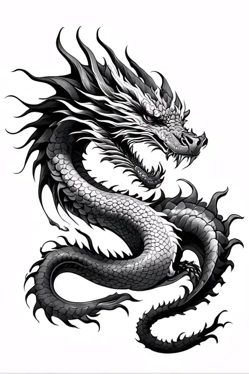 Realistic Traditional Dragon Sleeve Tattoo Design