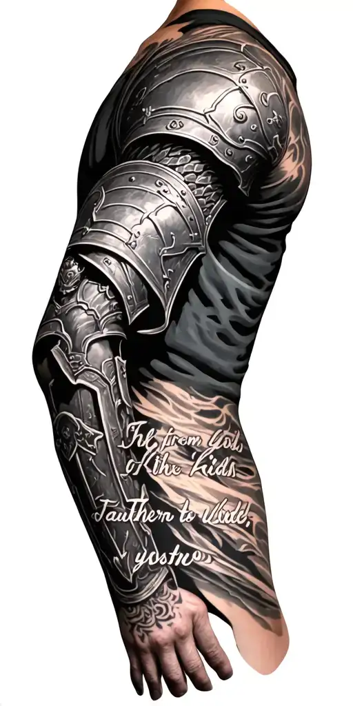 Arm Sleeve Featuring Code Of Armor Saying From Father To His Kids