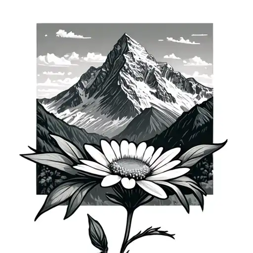 Watzmann Mountain With Edelweiss Flower In Front Of It