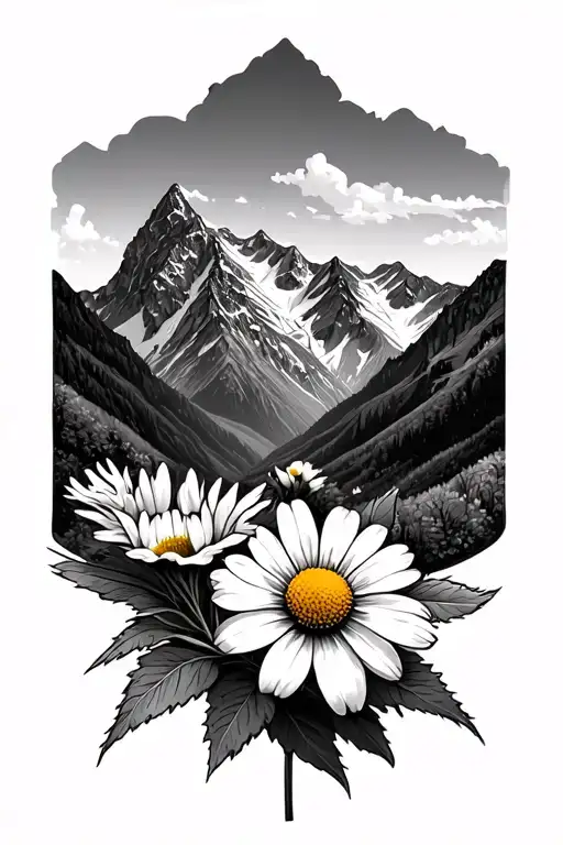 Watzmann Mountain With Edelweiss Flower In Front Of It