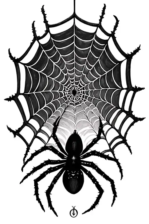 Spider Web With Spider Hanging
