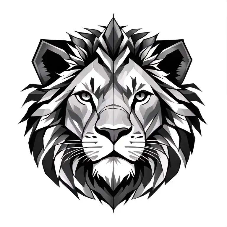 Lion Face Symetric Geometric Earth