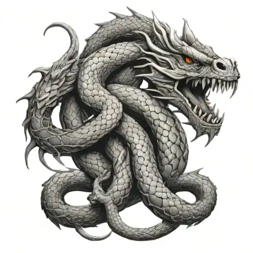 Dragon And Snake Intertwined