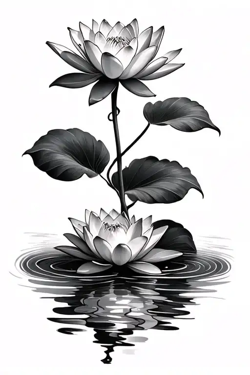 Water Lilly With A Crestont And Cloud Background Black