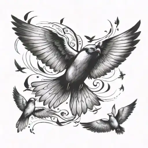 Small Flying Birds Symbolizing Freedom