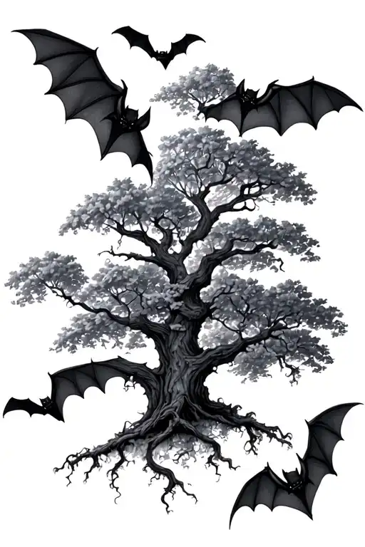 Multiple Small Bats With Poison Tree Growing