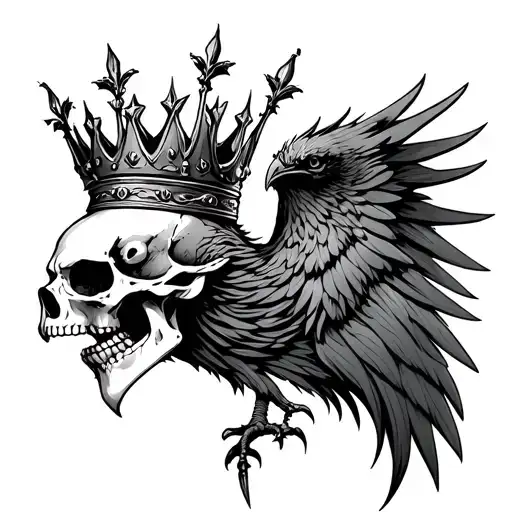 Phoenix Skull Wearing A Crown