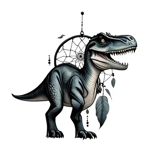 Cute Dinosaur Tattoo For Forearm With A Dream Catcher Or Subtle Designs For Women