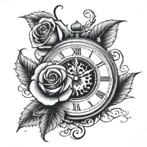 Clock And Violet Rose
