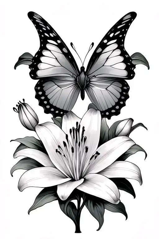 Butterfly And Lily