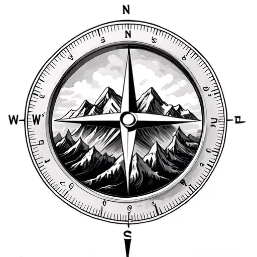 Compass With Mountains Inside
