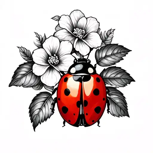 Ladybug And Scarlet Begonias