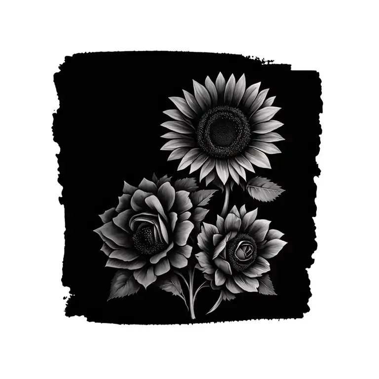 Sunflowers And Roses