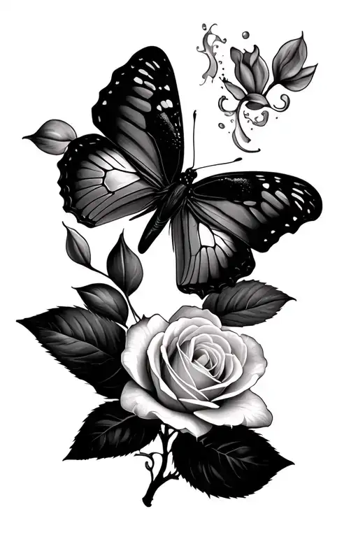 A Butterfly With Half Evaporating Into Rose Petal And Orchid And The Breast Cancer Sign Hidden