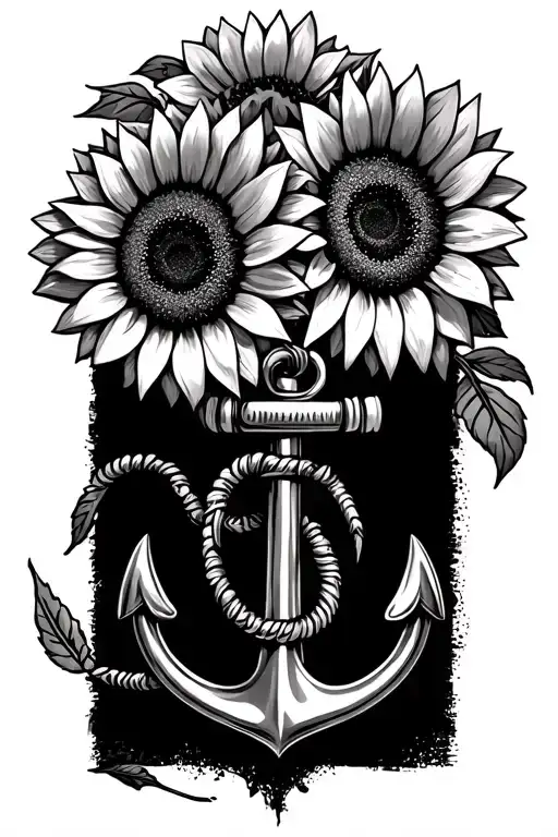 3 Sunflowers And Anchor Surrounded
