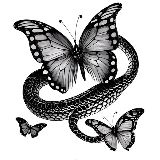 Butterflies And Snake