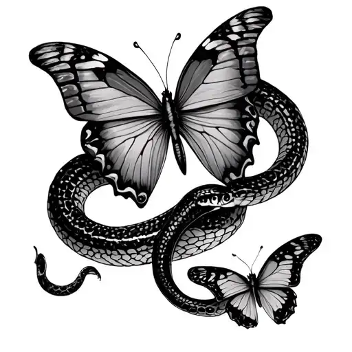Butterflies And Snake