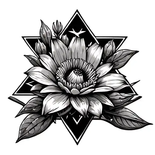 Cactus Flower Surrounded And Star Od David