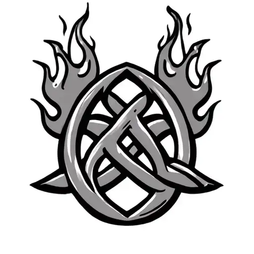 4 Point Celtic Knot With Flames Wrapped