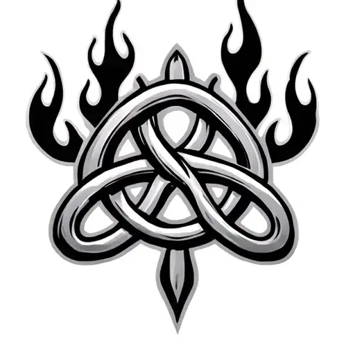 4 Point Celtic Knot With Flames Wrapped