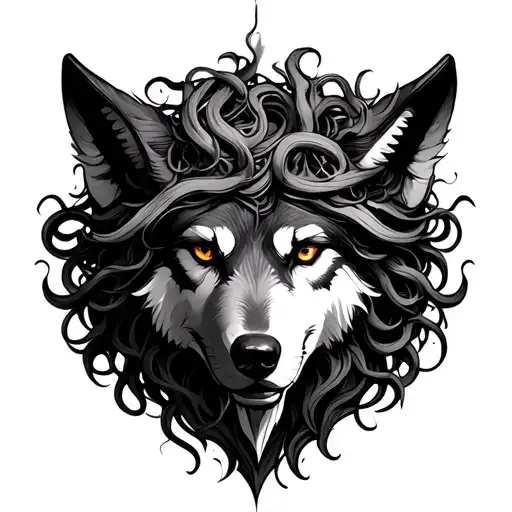 Medusa Head And Wolf