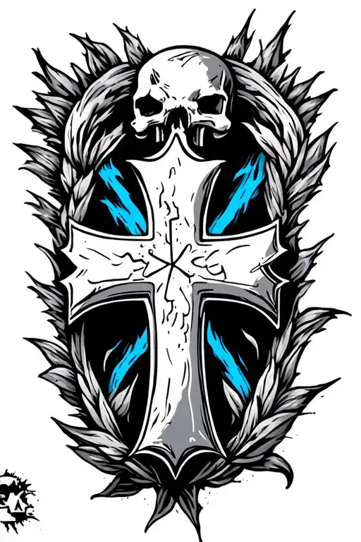 Blue Collar Work With A Cross For Protection While I Work